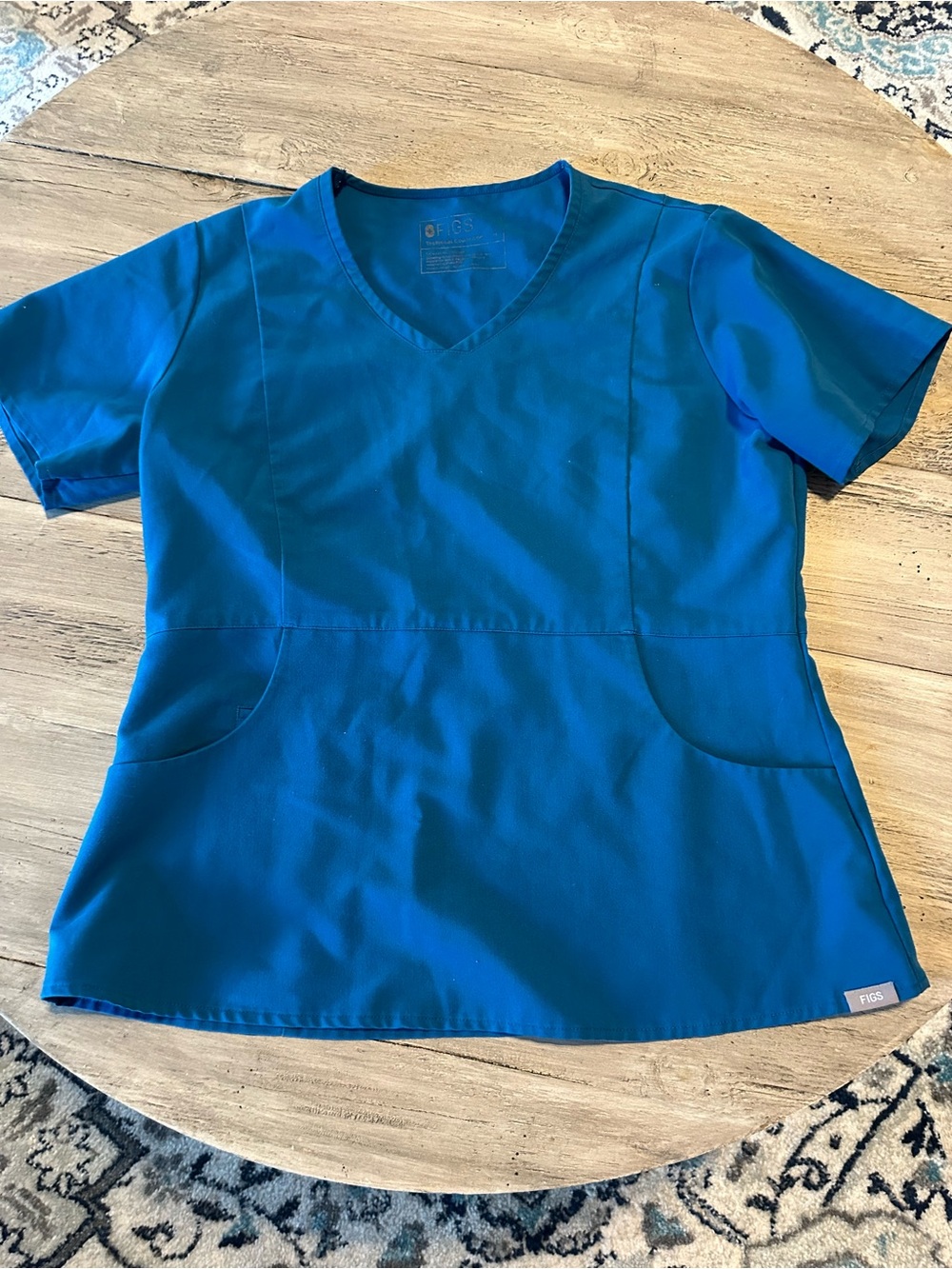 Figs Women's Short Sleeve Aburi V-Neck Scrub Top in Alps Blue